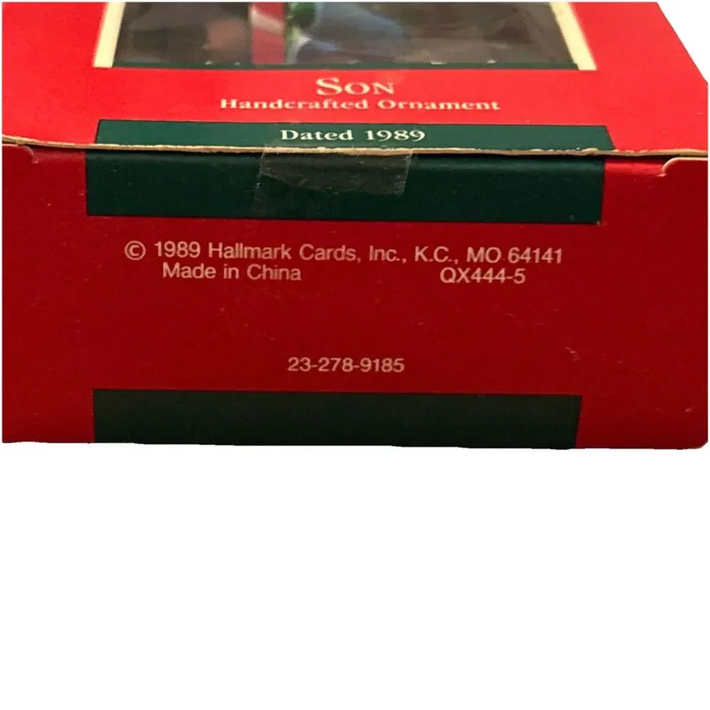 1989 Hallmark Keepsake Christmas Ornament Son Boy w/Red Present With Box